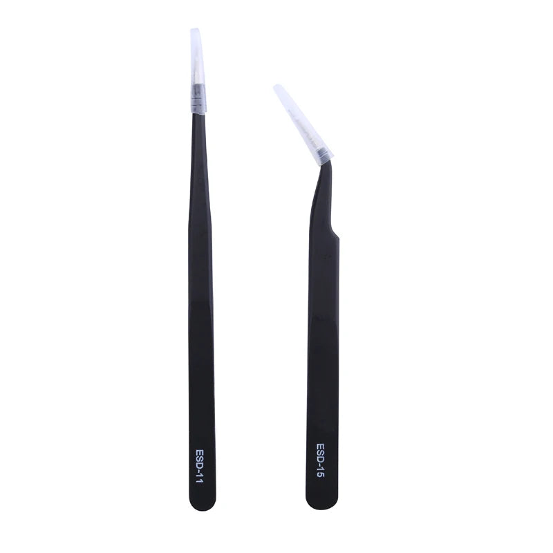 2pcs/lot Anti-static Precision Tweezers Set Pointed Curved Stainless Steel ESD Tweezer Electronics Repair Tools